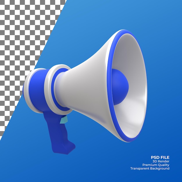 PSD 3d render megaphone illustration