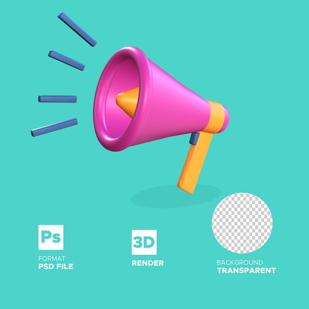 3D Render Megaphone isolated object