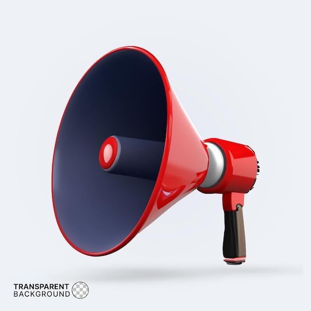 3D render megaphone or loudspeaker