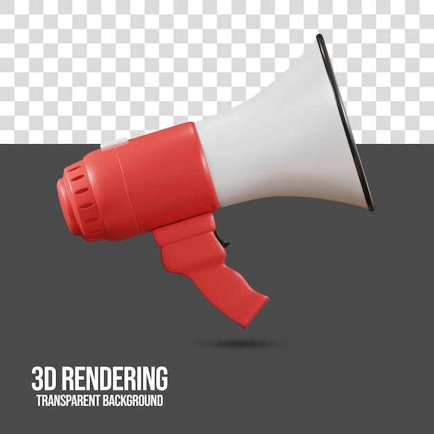 PSD 3d render of megaphone seen from side view