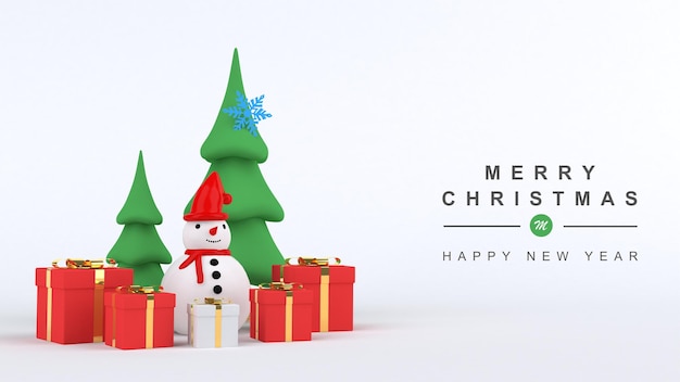 3d render Merry christmas and happy new year