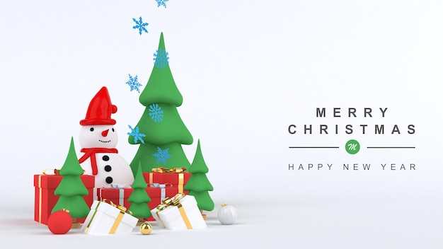 3d render Merry christmas and happy new year