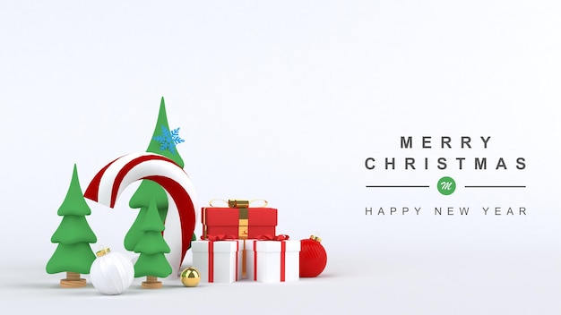 Rendering 3d buon natale e felice anno nuovo