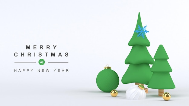 PSD 3d render merry christmas and happy new year