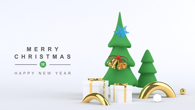 3d render Merry christmas and happy new year