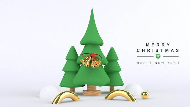 3d render Merry christmas and happy new year