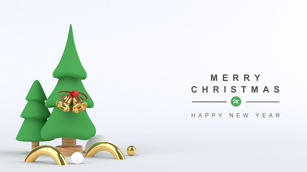 3d render Merry christmas and happy new year