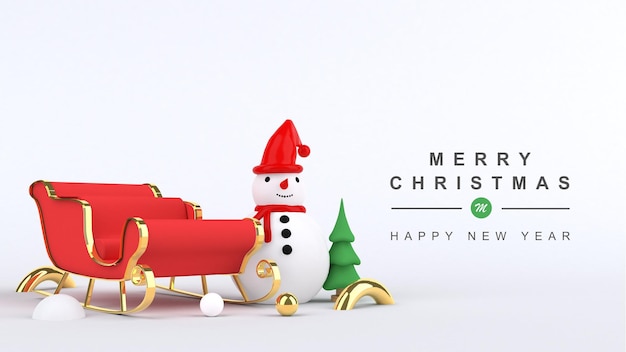 3d render merry christmas and happy new year