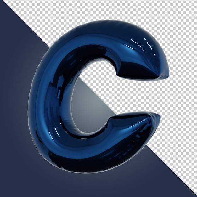 3d render of metallic blue alphabet letter isolated