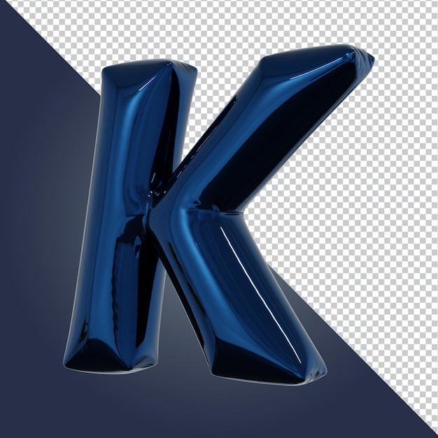 3d render of metallic blue alphabet letter isolated