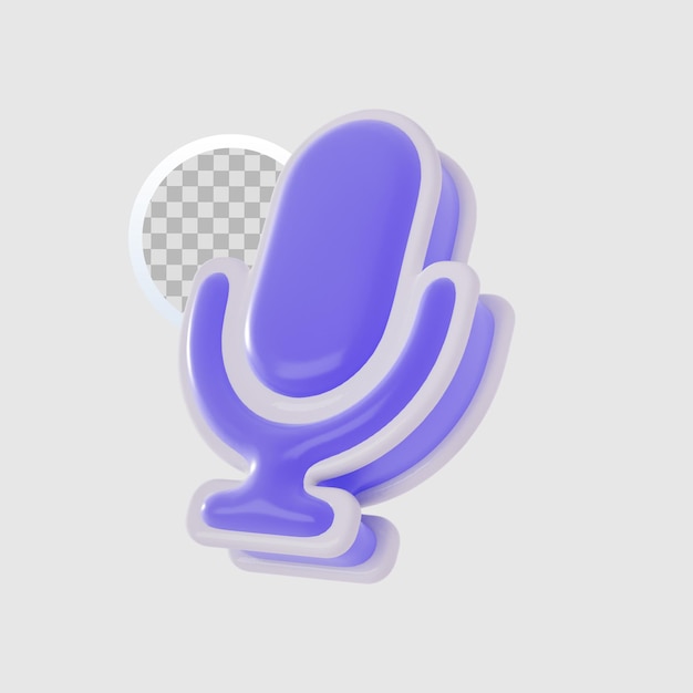 3d render microphone icon transparent background