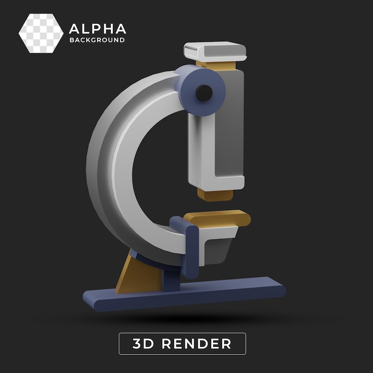 PSD 3d render of a microscope