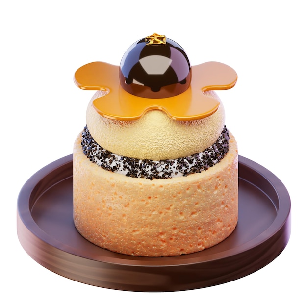 3D レンダリング ミニタートケーキ 3D イラスト