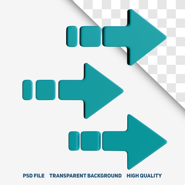 PSD 3d render minimalist 3d arrow premium psd icon