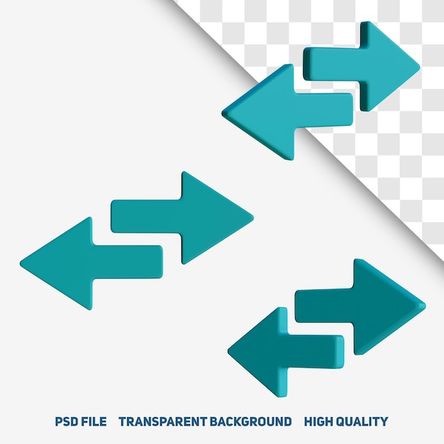 PSD 3d 렌더링 미니멀리즘 3d 이중 화살표 프리미엄 psd 아이콘