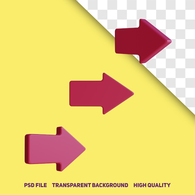 3d 렌더링 미니멀리즘 3d 빨간색 화살표 프리미엄 Psd 아이콘