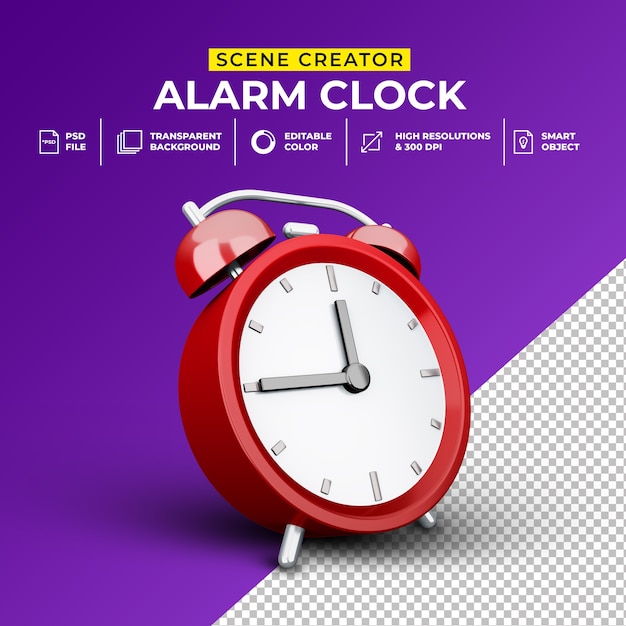 3D render minimalist Alarm Clock Scene Creator template