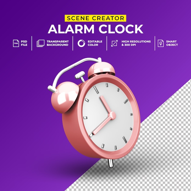 3D render minimalist Alarm Clock Scene Creator template