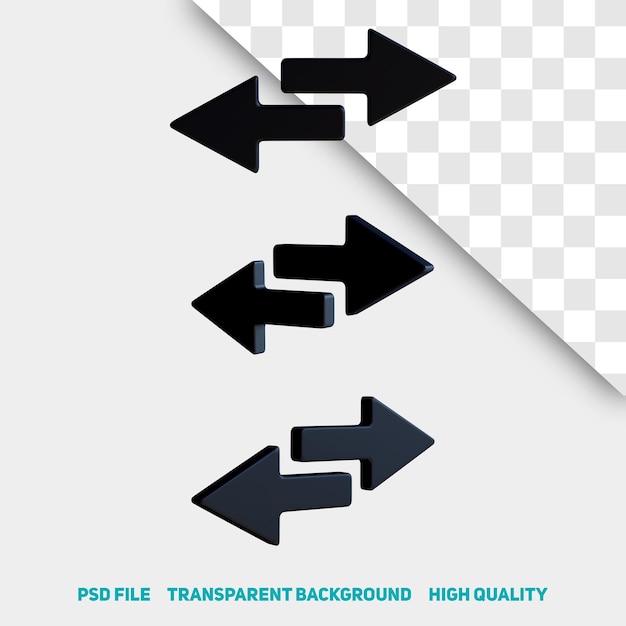 PSD 3d 렌더링 미니멀리스트 검은 이중 화살표 프리미엄 psd 아이콘