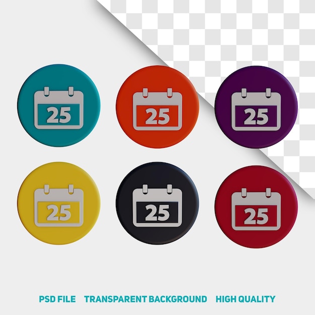 PSD 3d render minimalist calendar 25 app icon premium psd