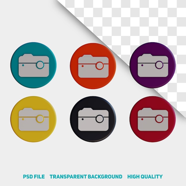 PSD 3d render minimalist camera app icon premium psd