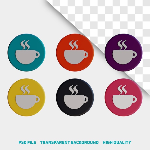 PSD 3d render icona dell'app minimalista tazza di caffè psd premium