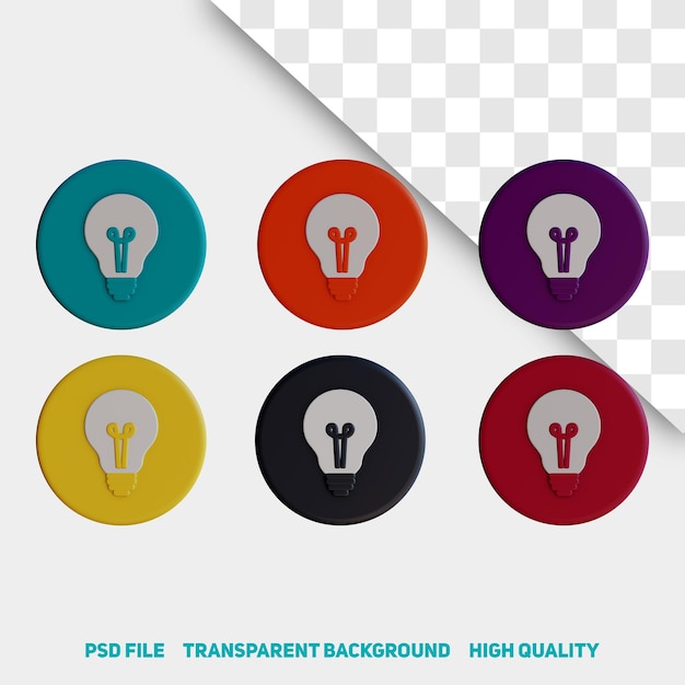 PSD 3d render minimalist light bulb app icon premium psd