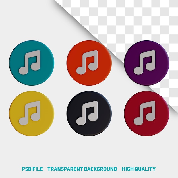 3d визуализация минималистской иконки музыкального приложения премиум psd