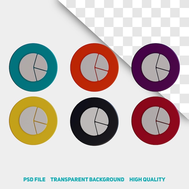 PSD 3d render minimalist pie chart app icon premium psd