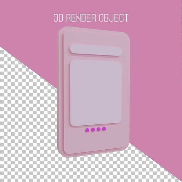 3d render minimalist smartphone icon