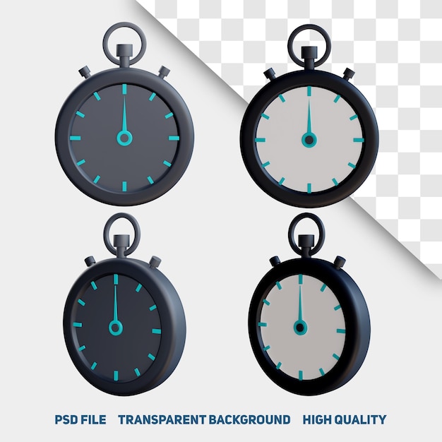 PSD 3d render minimalist stop watch premium psd icon