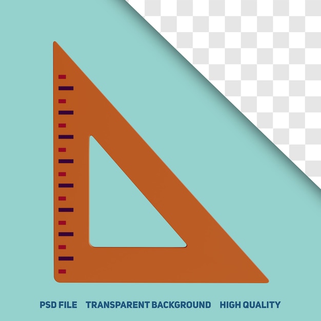 3d rendering icona psd premium righello triangolo minimalista