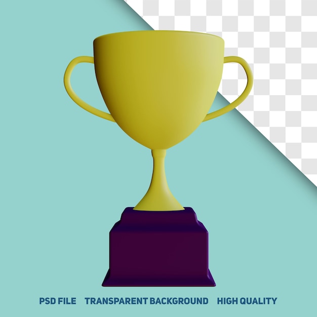 3d render minimalist trophy cup premium psd icon