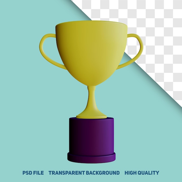 3d render minimalist trophy cup premium psd icon