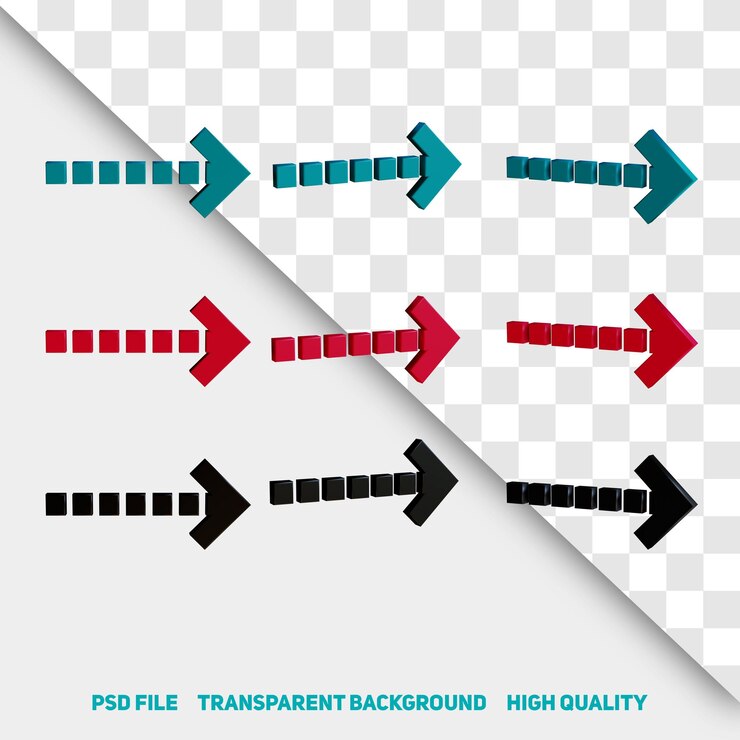 3d render minimalistisch 3d rood zwart groen pijl premium psd pictogram deel 16