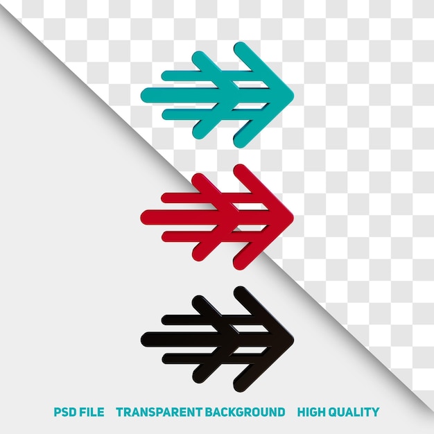 3d render minimalistisch 3d rood zwart groen pijl premium psd pictogram deel 1