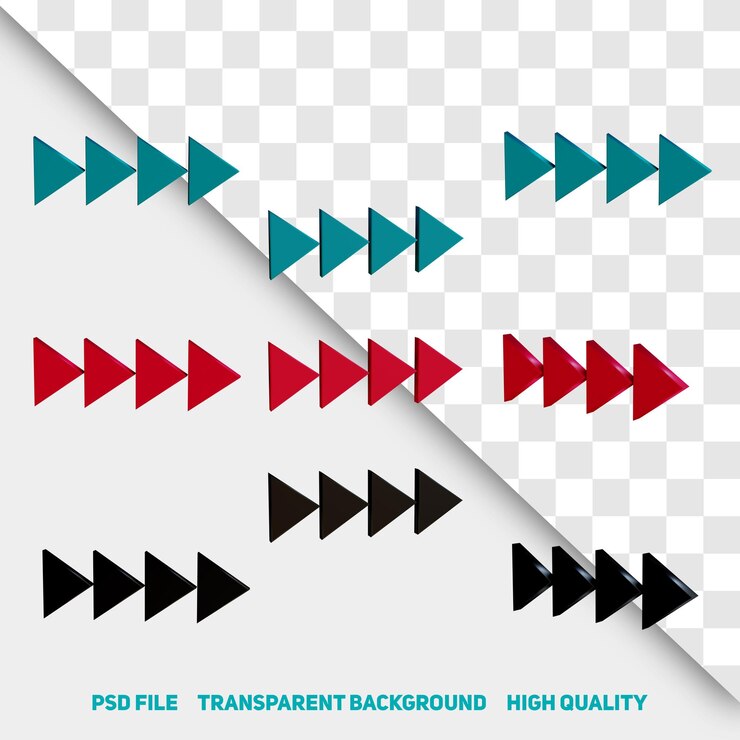 3d render minimalistisch 3d rood zwart groen pijl premium psd pictogram deel 21