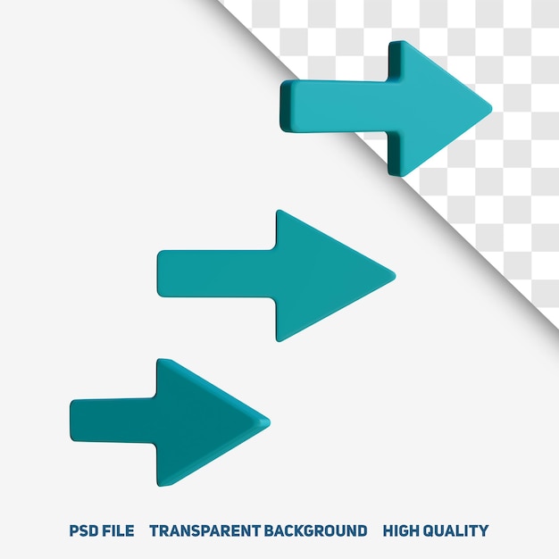 PSD 3d render minimalistische 3d pijl premium psd icon