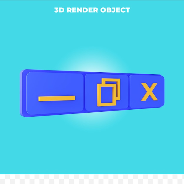 3d render minimize maximize and close icon