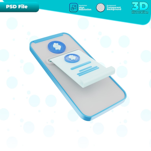 3dレンダリングモバイルトランザクションアイコンの図