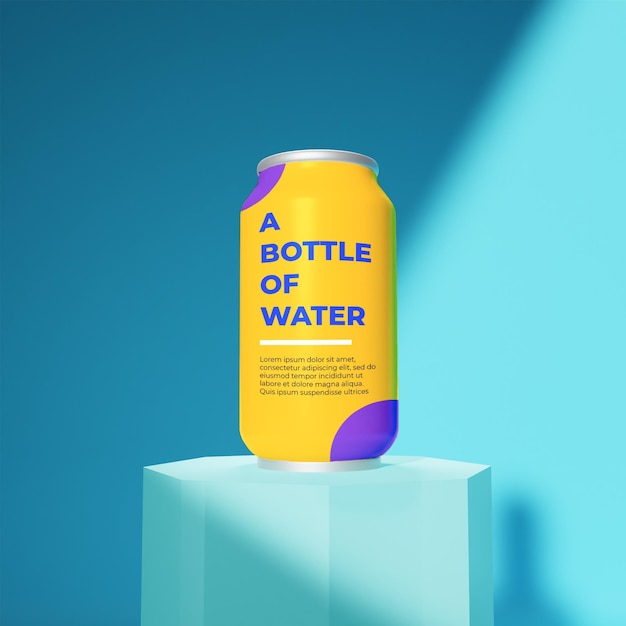 3d render mockup water can