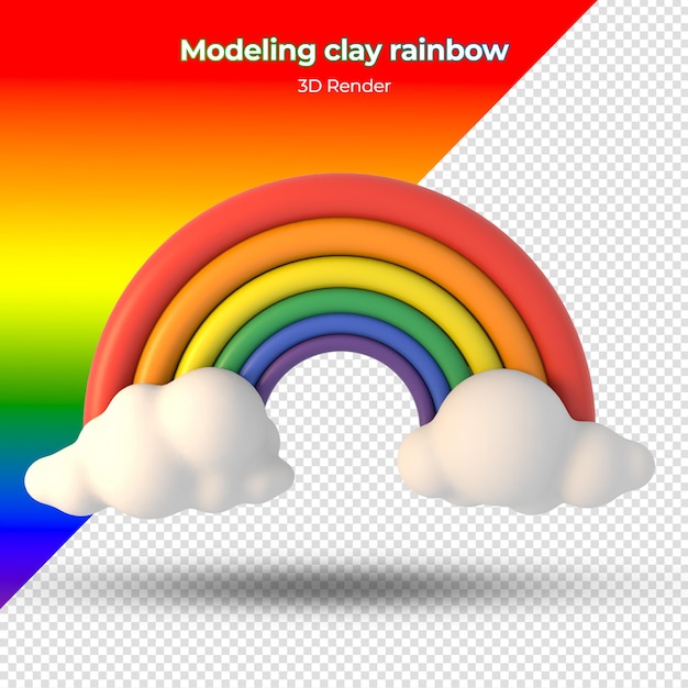 Rendering 3d arcobaleno di argilla da modellare