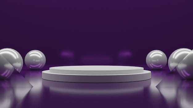 3d render modern white podium on purple background