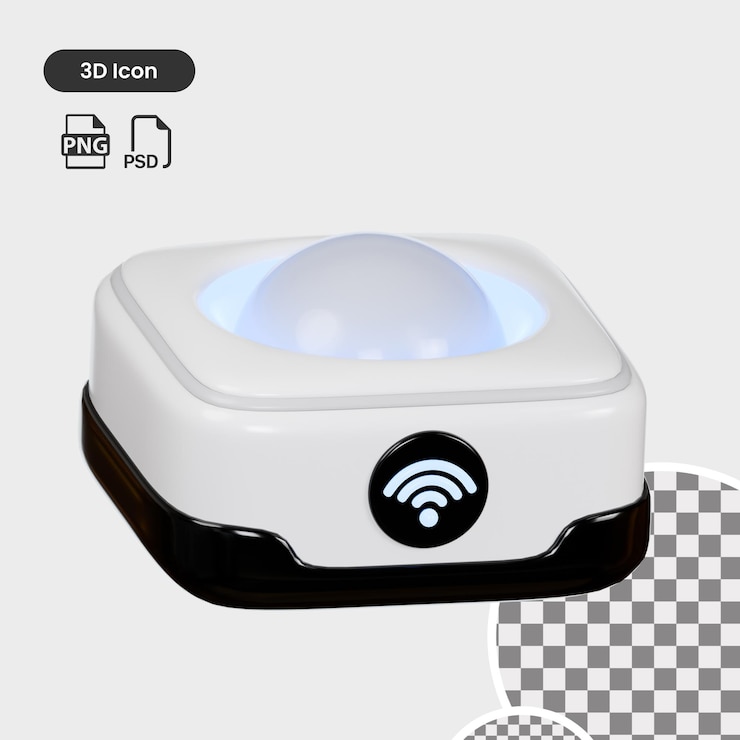 PSD 3d render of a modern wifi router