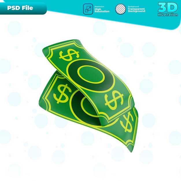 PSD 3d render money icon illustration