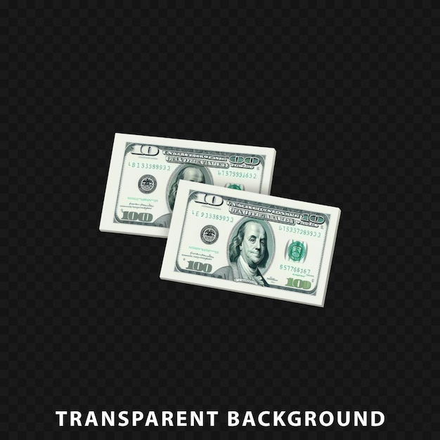 PSD 3d render money stack isolated on transparent background