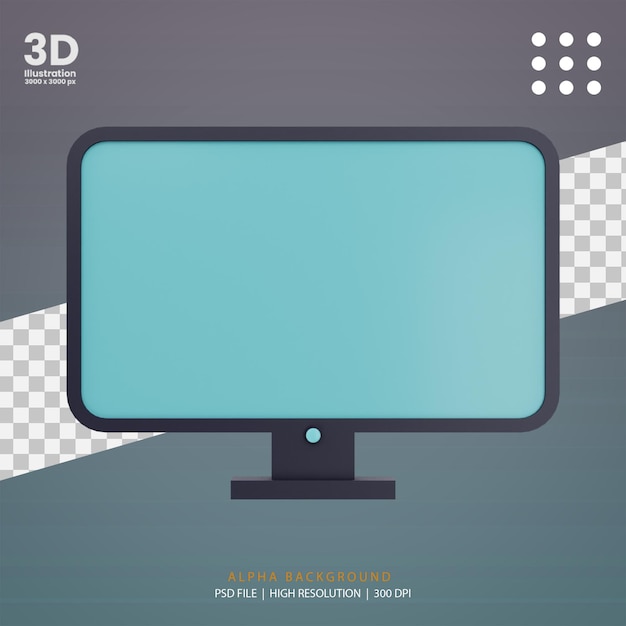 PSD 3d render monitor illustration