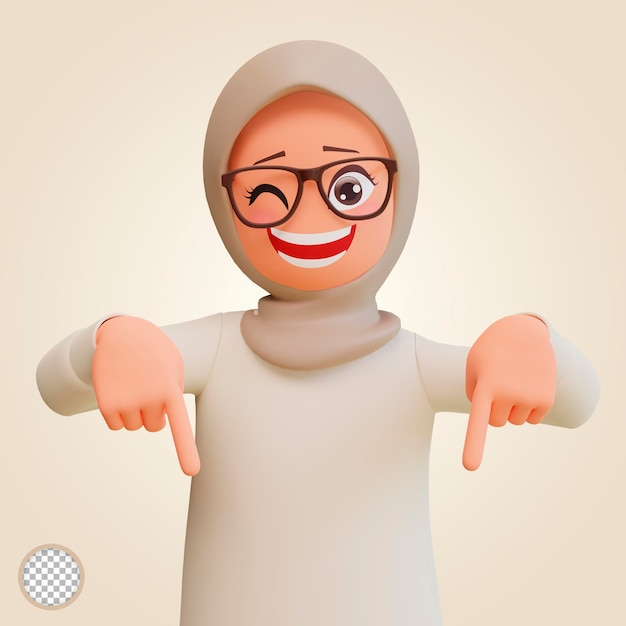 3d render moslim vrouw cartoon afbeelding