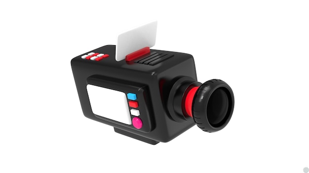 PSD 3d rendering movie recorder videocamera per film o streaming cinematografico dal vivo illustrazione di icona isolata