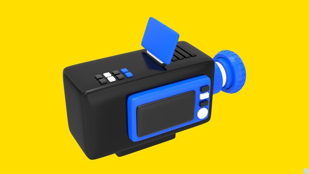 3d render movie recorder video camera for film or live cinema streaming isolated icon illustration